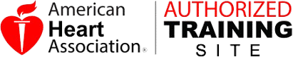 American Heart Association logo for Authorized Training Site with red heart symbol.