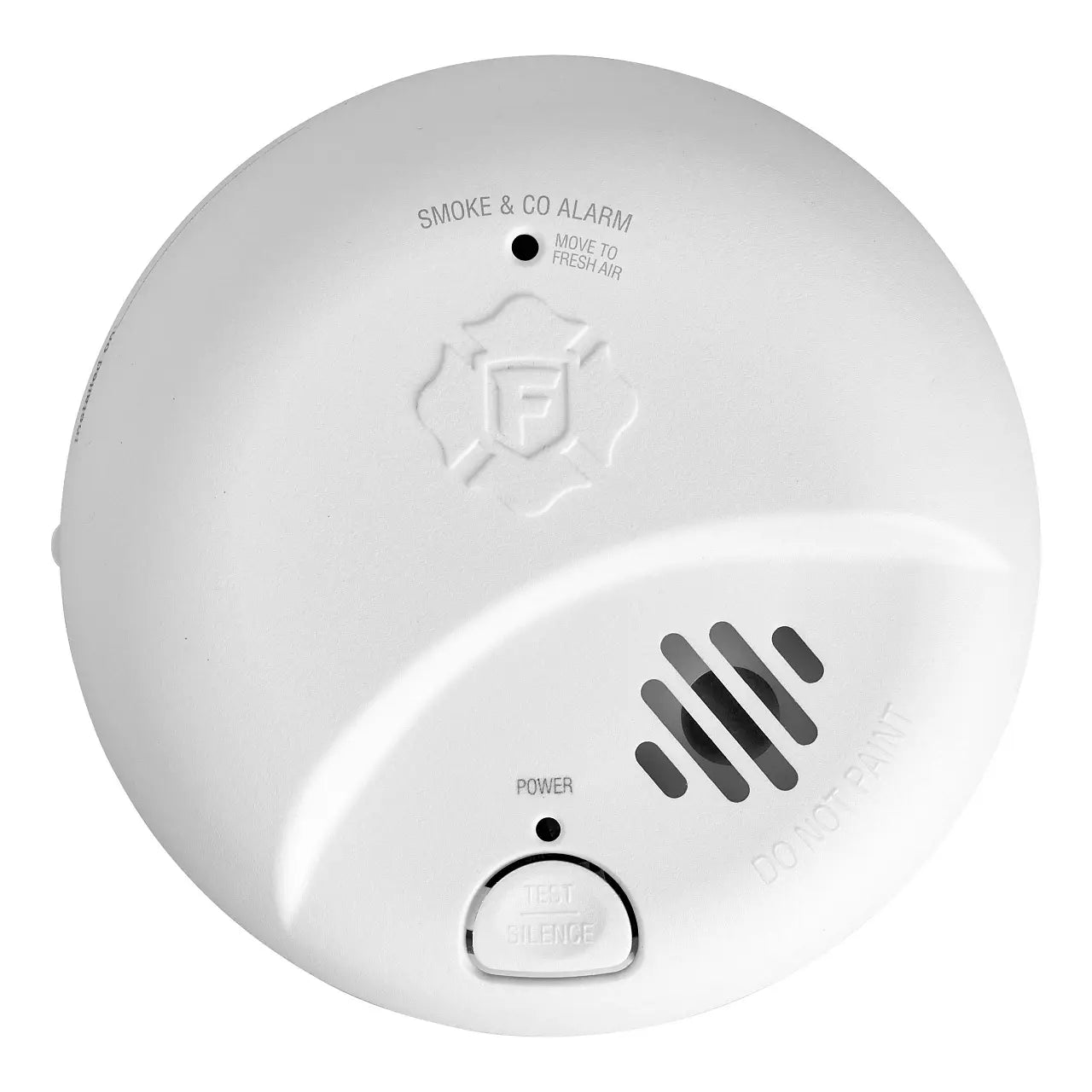 White smoke and CO alarm on a white background
